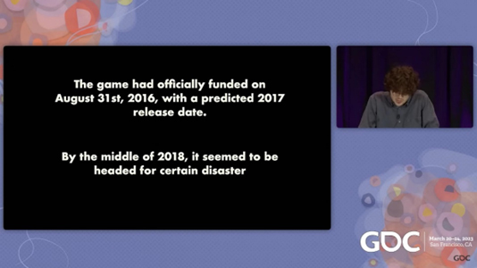 A screenshot of Graham Parkes from his GDC talk